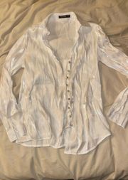 Nasty Gal Shiny Pearly White Button Up