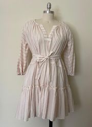 NWT  Cream Striped Tiered Mini Dress