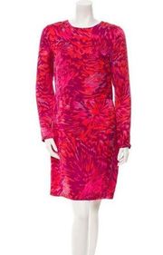 Adam Lippes Silk Red & Pink Animal Print Sheath Dress