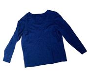 Lord and Taylor womens 1x 100% merino wool dark blue navy sweater