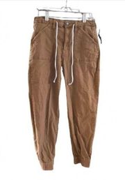 No Boundaries Women's Size L Brown Twill Joggers Drawstring Casual Pants