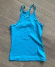 Nobull Halter Tank Neon Blue Ribbed Size Small