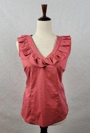 Katherine Barclay Womens Top Size M Coral Sleeveless Ruffles Side Zip Career