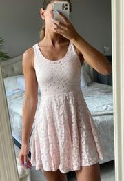 - New pink  lace fit and flare dress size medium