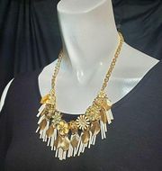 NWT Target Gold, White, & Cream Flower Necklace