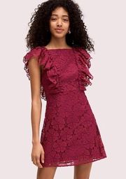 Kate Spade Dress Beetjuice Magenta Pink Spade Lace Mini Dress Sz 12 NWT