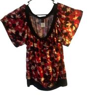 Pre Owned Women’s Wrapper Abstract Blouse Feastive Flowing Sz XL