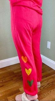 NEW SUNDRY Anthropologie Joggers Sweatpants Pants Pink Heart Womens‎ Size 3 US L