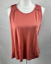 St. Tropez 100% Linen Coral Colored Sleeveless Shirt - Medium