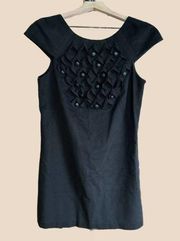 Tibi Cap Sleeve Ruffle Detail Shift Dress - Black