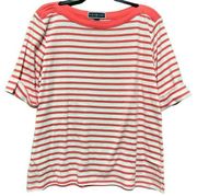 Karen‎ Scott Women's Striped Pullover Blouse Coral/White Size XL