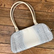 Ferragamo leather alligator baguette shoulder bag taupe