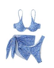 Blue And White Floral Bikini 