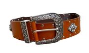 Chico large rhinestone and studs embossed buckle belt