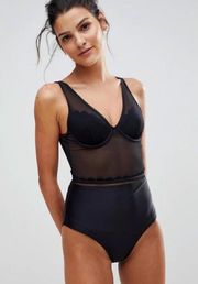 New! Ted Baker Scallop Mesh Swimsuit Black
NWT