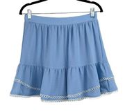 BCBGeneration Blue Lace Trim Ruffle Mini Skirt in Serenity Size Small