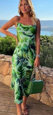 Leaf Print Midi Dress