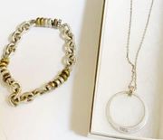 Fossil Silver Necklace and Bracelet Set