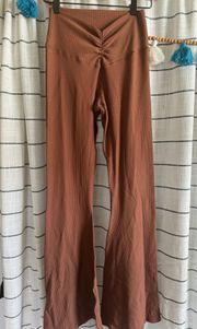 Cinch Front Wide Leg Flare Leggings