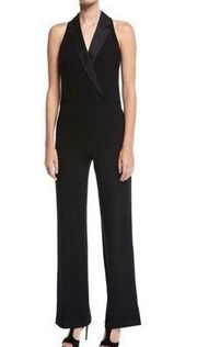 💕TRINA TURK💕 Clientele Tuxedo Black Jumpsuit Wide Leg Straight Leg