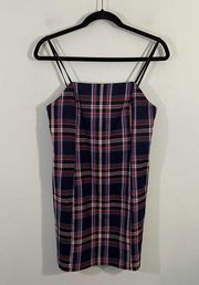 Urban Outfitters  Navy Plaid Academia Spaghetti Straps Mini Dress Size S