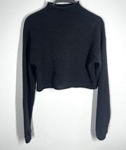 Reformation Sz XS Cropped Cashmere Turtle Mock Neck Pullover Sweater Black