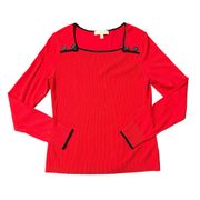 Etcetera red knit long sleeve top size M