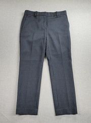 Theory Treeca 2 Womens Pant Size 6 Blue Shadow Jacquard Straight Leg Career Work