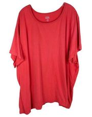 Only Necessities Plus Size 5X Top Red Tee Shirt Solid Cotton Crew Neck 1128