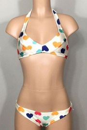 WILDFOX Hearts teeny reversible bikini bottom. M-top/L-bottoms. NWT