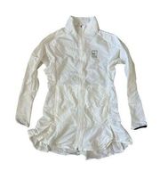 NIKE Women’s White Tunic Length Ruffle Windbreaker Jacket Size Small