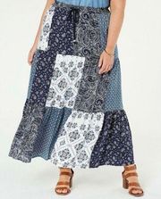 Style & Co blue bandana paisley maxi skirt