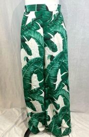 Take me to the islands tropical palm high waisted wide leg pants size XS