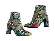 Brand Colorful Snakeskin Faux Leather Chunky Boots