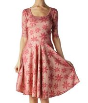 LuLaRoe Pink Poinsettia Floral Print Fit & Flare Dress size XL NWT