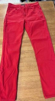 American Apparel Womens Slim Fit Straight Leg Jeans Red Denim Dark Wash Size 33