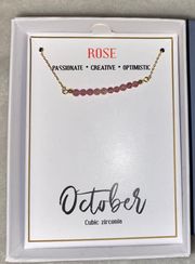 s October Birthday Necklace | NWT | Rose Colored Beads