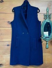 J. Crew Women’s Navy Blue 100% Wool Two Buttons Sleeveless Peacoat Size 6