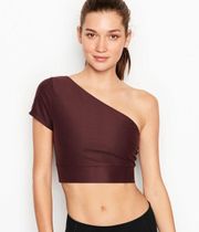 Burgundy One Shoulder Banded Crop Top