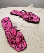 14th & Union Caite HotPink/Black Snake Print Strappy Slide Flip Flop Sandal 8M