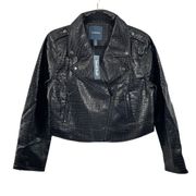 NWT ModCloth Crocodile Rock Black Faux Leather Moto Jacket Size Large