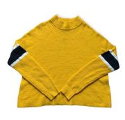 John + Jenn  Mustard Yellow Varsity Stripe Mock Neck Sweater M