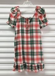 Nordstrom Nightgown Sleepwear Womens Small Red Green Plaid Flannel Lounge