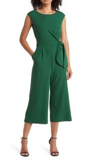 Tahari ASL Forest Green Side Knot Crop Wide Leg Sleeveless Jumpsuit Size 10 NWT