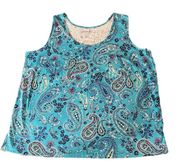 Woman Within Women's Plus Size Perfect Printed Scoopneck Tank Top Size 1X