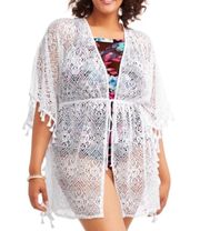 Crochet Lace Tie Front Swimsuit Coverup Size Medium