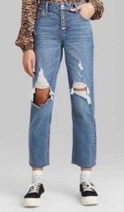 Wild Fable Women’s 2 High Rise Straight Ankle Distressed Jeans Raw Hem Crop W203