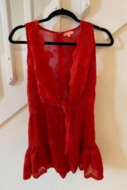 Copper Closet Red Lace Romper