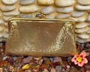 Whiting & Davis Gold Shimmer Double Pouch Kiss Lock Clutch. EUC!