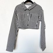 Wild Honey Black and White Striped Cropped Jacket Size Small